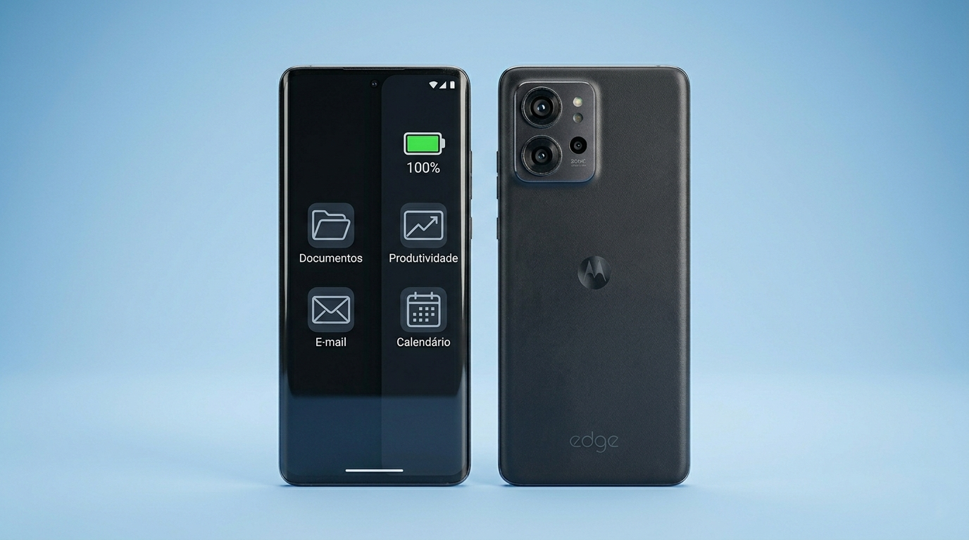 Moto Edge 40 usado em uma rotina de trabalho