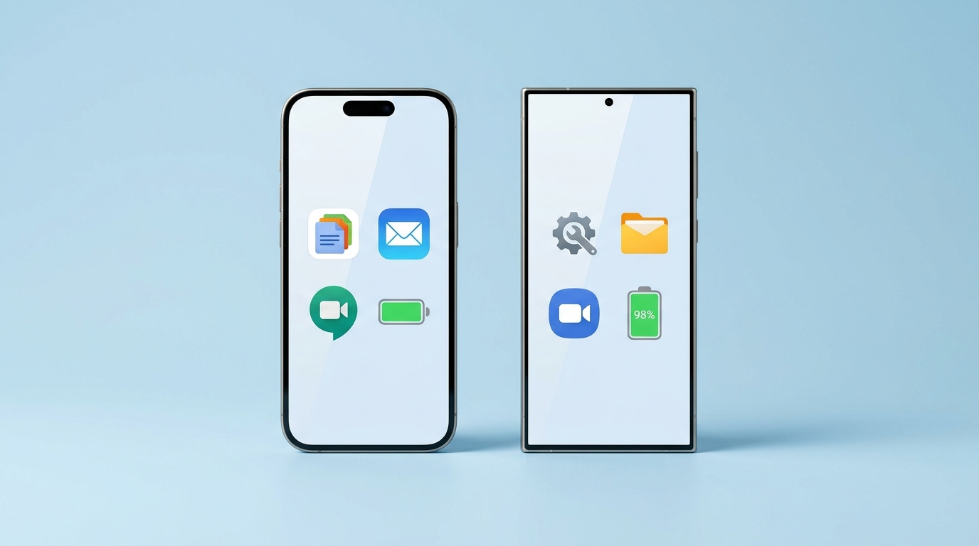 iPhone vs Samsung usado para trabalhar