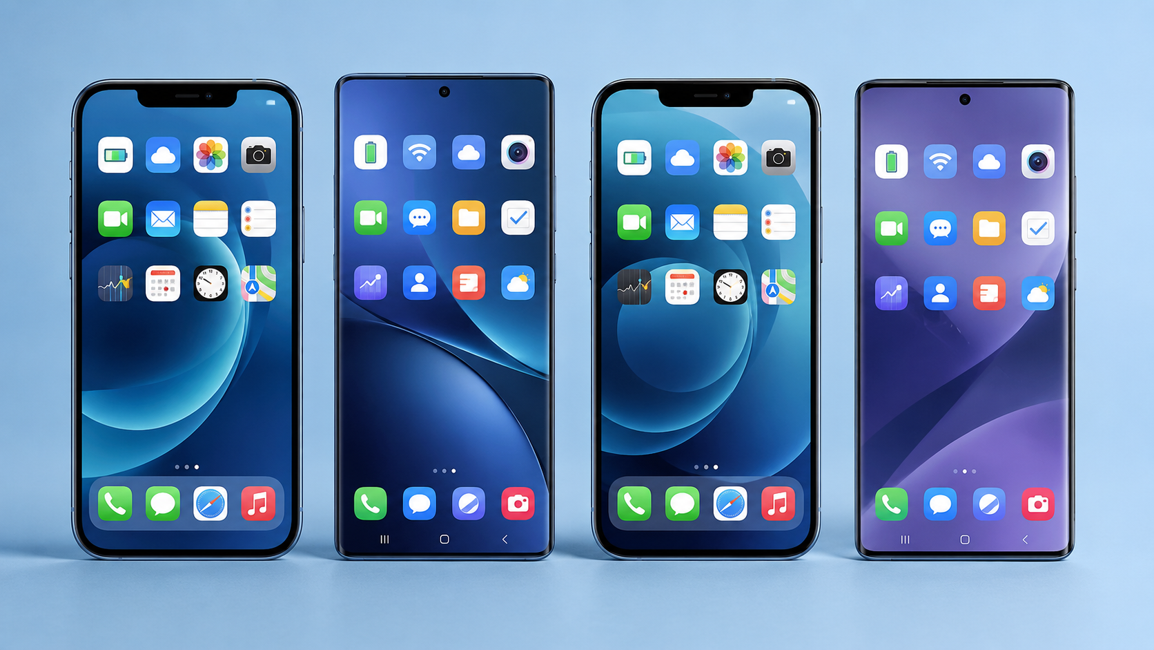 teste de iPhone e Samsung usados para trabalho