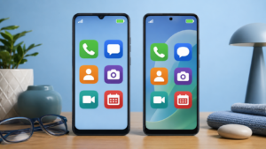 Galaxy A15 vs Moto G54 usado para idoso com tela simples e ícones grandes