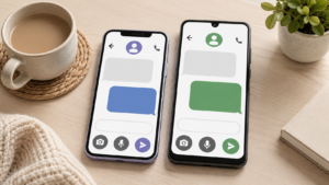 comparação de tela do iPhone 11 e Galaxy A32 usado para leitura fácil