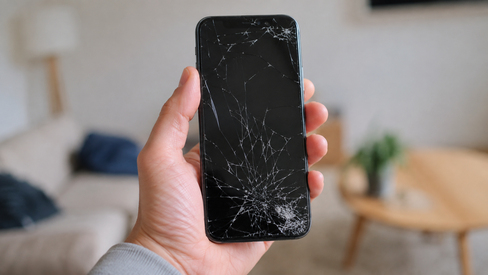 Celular com tela trincada