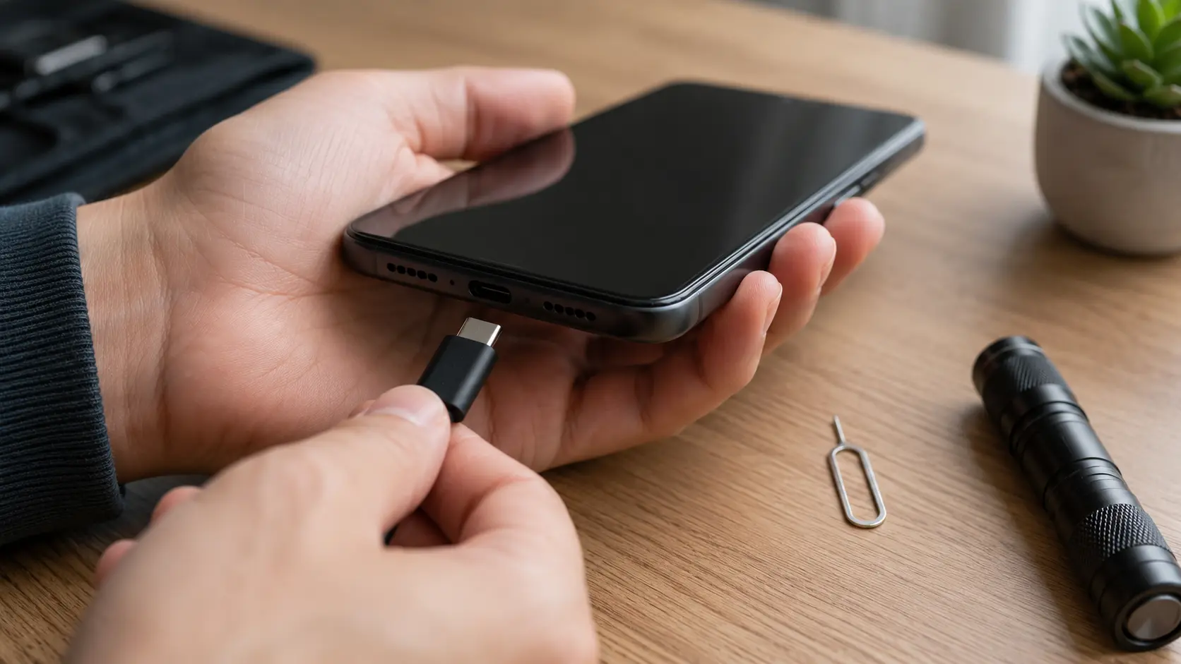 como testar porta USB-C de celular usado