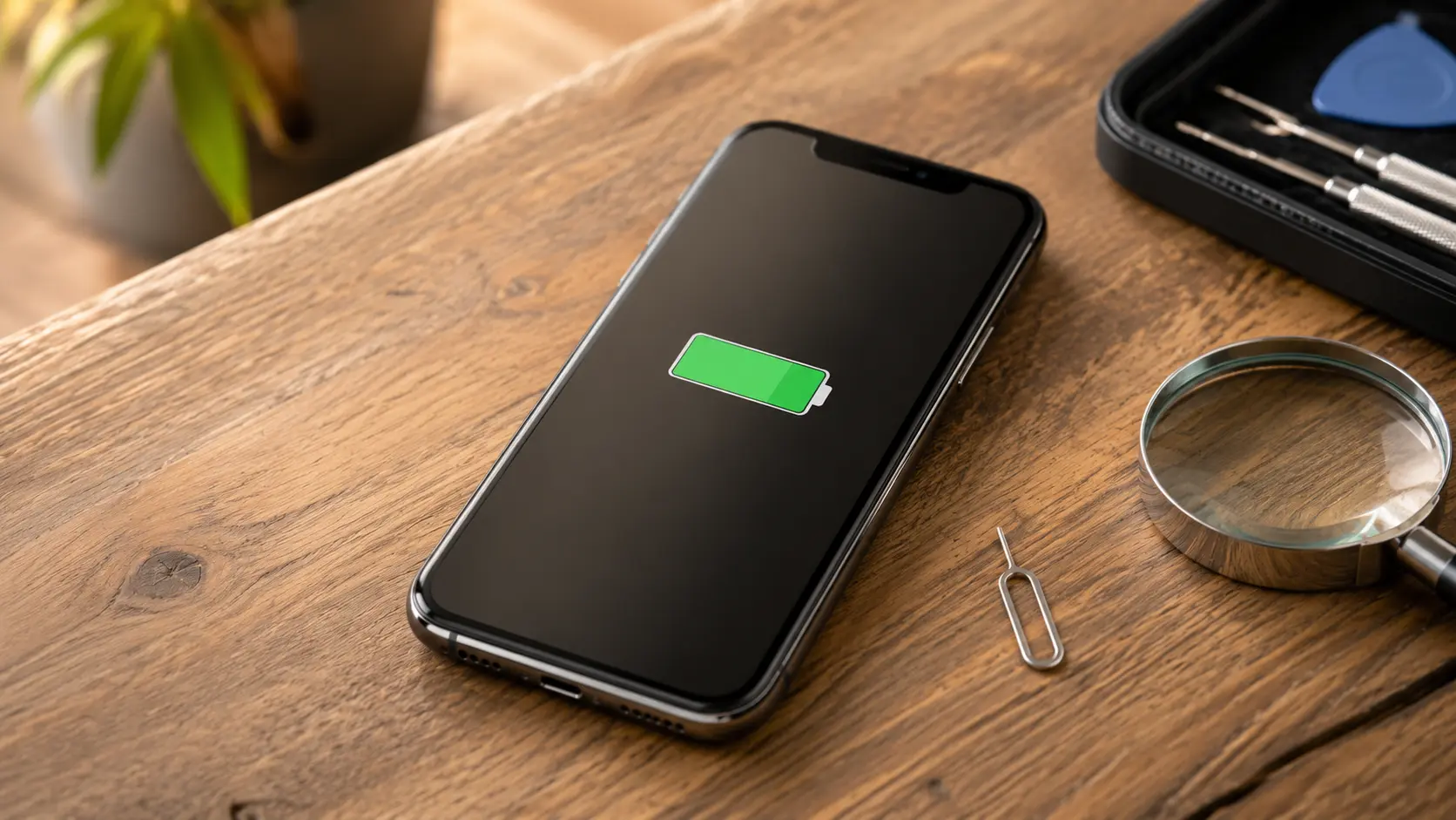 iPhone usado com 100% de bateria